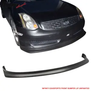 Fits 06-07 Infiniti G35 Sport Front Bumper Lip Spoiler Kit Unpainted Black PU - Image 6
