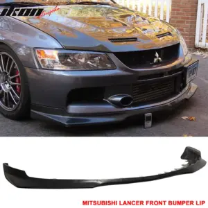 Fit 06-07 Mitsubishi Lancer EVO 9 IX J Style Front Bumper Lip Unpainted Black PU - Image 5