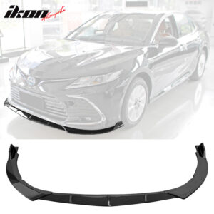 Fits 21-24 Toyota Camry LE IKON Style 3PCS Front Bumper Lip PP Gloss Black - Image 1