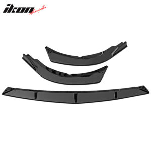 Fits 21-24 Toyota Camry LE IKON Style 3PCS Front Bumper Lip PP Gloss Black - Image 3