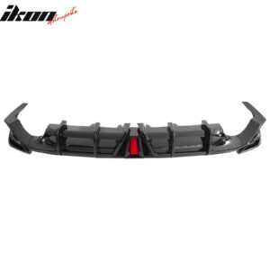Fits 18-24 Toyota Camry LE XLE Rear Diffuser Lip W/LED Light Lamp - Gloss Black - Image 4