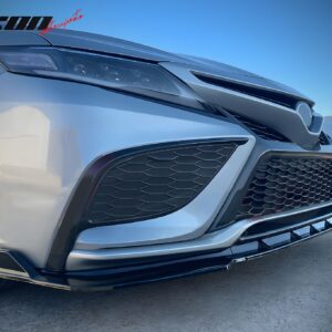 Fits 21-24 Toyota Camry SE 3PC Front Bumper Lip Spoiler PP Gloss Black Splitter - Image 4