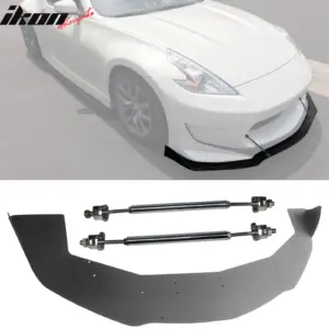 Fits 13-20 Nissan 370Z Amuse Style Front Bumper Lip Splitter Gunmetal Strut Rods - Image 6
