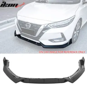 Fits 20-23 Nissan Sentra Sedan IKON 3PCS Front Bumper Lip Spoiler PP Gloss Black - Image 6