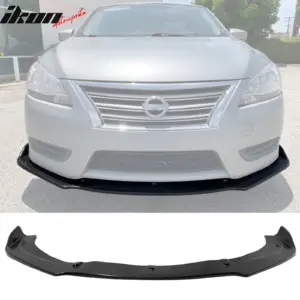 Fits 13-17 Nissan Sentra CS Style Front Bumper Lip Spoiler Unpainted Black PU - Image 6