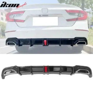 Fits 18-22 Honda Accord Hybrid LED Rear Bumper Lip Diffuser Spoiler Gloss Black - Image 6