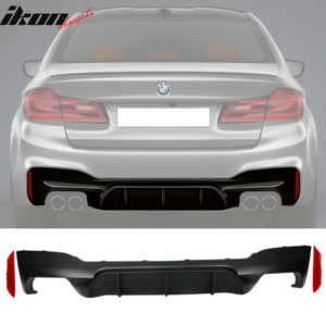 Fits 17-20 BMW 5 Series G30 M5 Style Rear Bumper Lip Diffuser Quad Outlets - Image 1