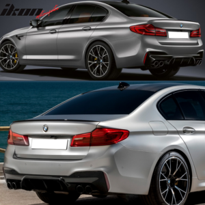Fits 17-20 BMW 5 Series G30 M5 Style Rear Bumper Lip Diffuser Quad Outlets - Image 2