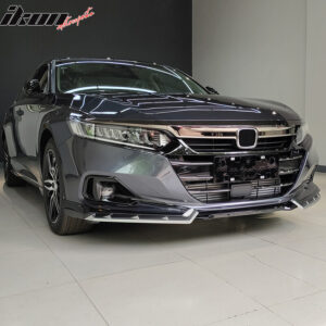 Fits 21-22 Honda Accord IKON Gloss Black Silver PP Front Bumper Lip Spoiler 5PCS - Image 3