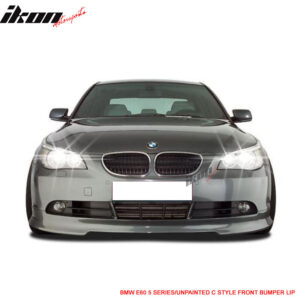 Fits 04-07 BMW E60 5 Series C Style Front Bumper Lip Spoiler Unpainted Black PU - Image 4