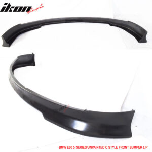 Fits 04-07 BMW E60 5 Series C Style Front Bumper Lip Spoiler Unpainted Black PU - Image 5