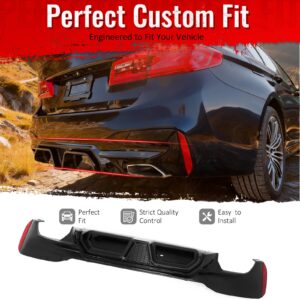 Fits 17-23 BMW G30 5 Series M Sport F90 M5 CS Style Rear Diffuser Gloss Black PP - Image 2