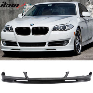 Fits 10-13 BMW F10 5 Series 3D Style Front Bumper Lip Spoiler Unpainted Black PU - Image 1