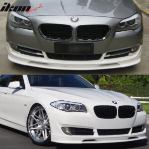 Fits 10-13 BMW F10 5 Series 3D Style Front Bumper Lip Spoiler Unpainted Black PU - Image 2