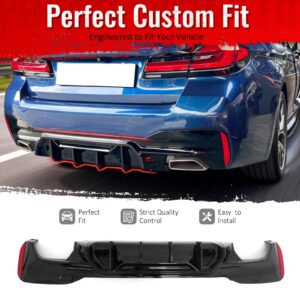 Fits 17-23 BMW G30 5 Series M Sport Rear Diffuser M5 M Perfermance Gloss Black - Image 2