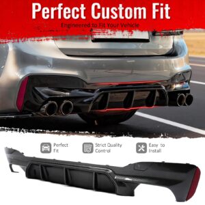 For 17-23 BMW G30 5 Series M5 Competition Style Rear Diffuser Carbon Fiber Print - Image 2
