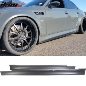 Fits 04-10 BMW E60 E61 5-Series M5 Style PP Side Skirts Panels Extension Pair - Image 1