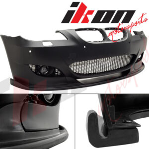 Fits 04-10 BMW E60 5-Series H-Style Front Bumper Lip Aftermarket M5 Style Bumper - Image 2