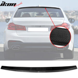 Closeout! Fits 17-23 BMW G30 5-Series Sedan Carbon Fiber Roof Window Spoiler Lip - Image 1