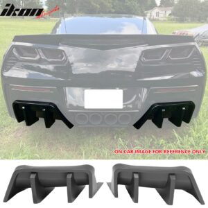 Fits 14-19 Chevrolet Corvette C7 IKON Rear Bumper Diffuser Lip PP Matte Black - Image 1