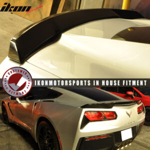 Fits 14-19 Chevrolet Corvette C7 Rear Trunk Spoiler Wing Lip ABS Unpainted Black - Image 2
