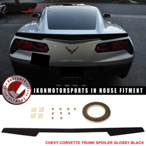Fits 14-19 Chevrolet Corvette C7 Rear Trunk Lid Spoiler Wing Lip ABS Gloss Black - Image 1