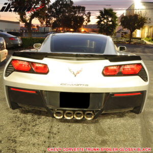 Fits 14-19 Chevrolet Corvette C7 Rear Trunk Lid Spoiler Wing Lip ABS Gloss Black - Image 2