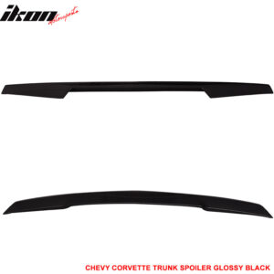 Fits 14-19 Chevrolet Corvette C7 Rear Trunk Lid Spoiler Wing Lip ABS Gloss Black - Image 4