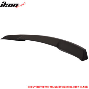 Fits 14-19 Chevrolet Corvette C7 Rear Trunk Lid Spoiler Wing Lip ABS Gloss Black - Image 5