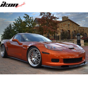 Fits 05-13 Chevy Corvette C6 Z06 ZR1 Style Carbon Fiber Front Bumper Lip Spoiler - Image 2
