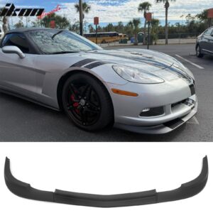 Fits 05-13 Chevrolet Corvette C6 Base ZR1 Style Front Bumper Lip Matte Black 3PC - Image 1