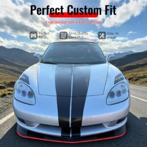 Fits 05-13 Chevrolet Corvette C6 Base ZR1 Style Front Bumper Lip Matte Black 3PC - Image 2