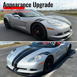 Fits 05-13 Chevrolet Corvette C6 Base ZR1 Style Front Bumper Lip Matte Black 3PC - Image 5