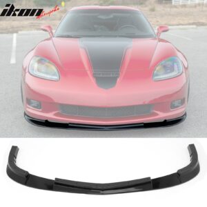 Fits 06-13 Chevy Corvette C6 Front Bumper Lip ZR1 Style 3PC Spoiler Gloss Black - Image 1