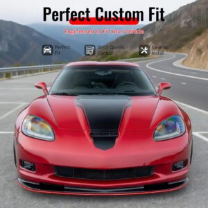 Fits 06-13 Chevy Corvette C6 Front Bumper Lip ZR1 Style 3PC Spoiler Gloss Black - Image 2