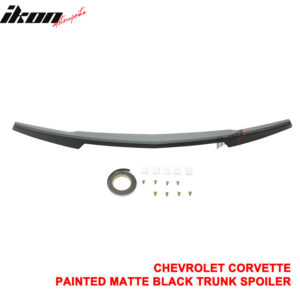 Fits 14-19 Chevrolet Corvette C7 Rear Trunk Lid Spoiler Wing Lip ABS Matte Black - Image 4