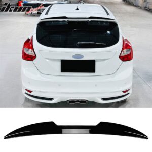 Fits 13-18 Ford Focus ST V Style Rear Roof Window Spoiler Wing ABS Gloss Black - Image 1