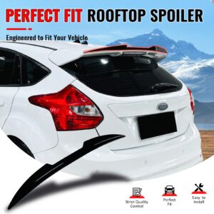 Fits 13-18 Ford Focus ST V Style Rear Roof Window Spoiler Wing ABS Gloss Black - Image 2