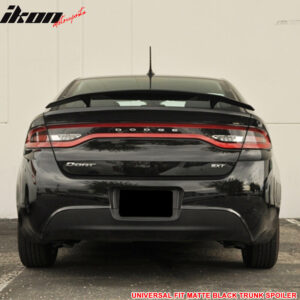 Universal 2 Post Rear Trunk Spoiler Wing Deck Lid Tail Trim Lip ABS Matte Black - Image 2