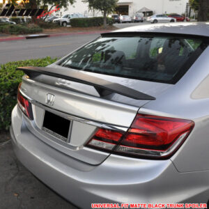 Universal 2 Post Rear Trunk Spoiler Wing Deck Lid Tail Trim Lip ABS Matte Black - Image 3