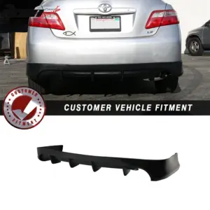 Fits 07-11 Toyota Camry IKON Aero Style Custom 4-Fin Rear Bumper Diffuser Lip PU - Image 6