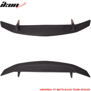 Universal 2 Post Rear Trunk Spoiler Wing Deck Lid Tail Trim Lip ABS Matte Black - Image 4