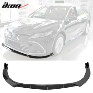 Fits 21-24 Toyota Camry LE IKON Style 3PCS Front Bumper Lip PP Gloss Black - Image 6
