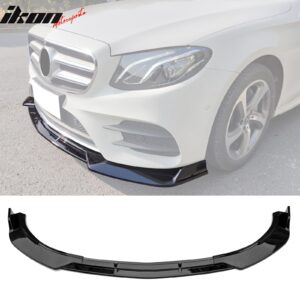 Fits 17-20 Benz W213 E-Class B Style Front Bumper Lip Spoiler PP Gloss Black - Image 1