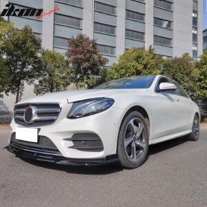 Fits 17-20 Benz W213 E-Class B Style Front Bumper Lip Spoiler PP Gloss Black - Image 3