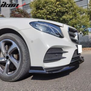 Fits 17-20 Benz W213 E-Class B Style Front Bumper Lip Spoiler PP Gloss Black - Image 4