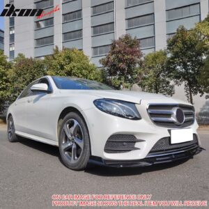 Fits 17-20 Benz W213 E-Class B Style Front Bumper Lip Spoiler PP Matte Black - Image 2
