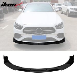 Fits 21-23 Benz W213 E-Class B Style Front Bumper Lip Spoiler PP Gloss Black - Image 1