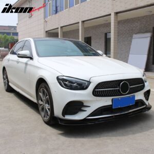 Fits 21-23 Benz W213 E-Class B Style Front Bumper Lip Spoiler PP Gloss Black - Image 2