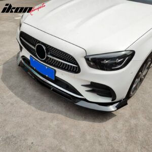 Fits 21-23 Benz W213 E-Class B Style Front Bumper Lip Spoiler PP Gloss Black - Image 3